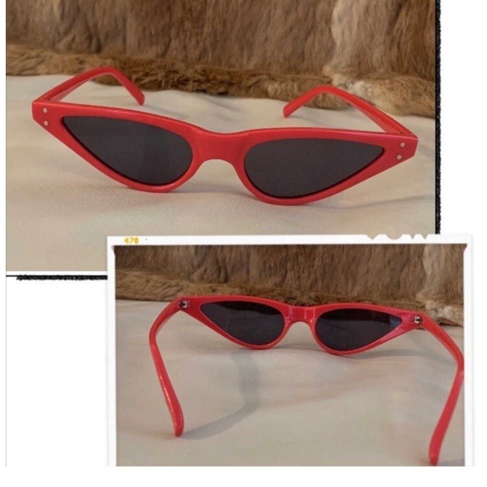 Dolls Kill Cat eye Trendy Skinny Red Sunglasses Womens Halloween Oval Frame